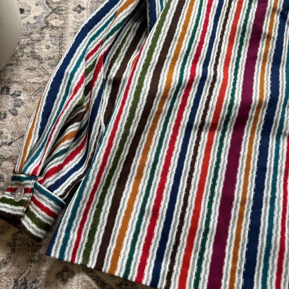 Vintage 70s striped long sleeve shirt size M multi color - Picture 9 of 10